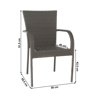 Záhradná stohovateľná stolička, sivá, LAKIA obr-3