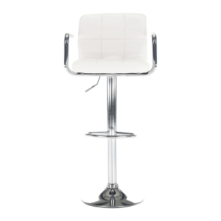 Barová stolička, biela ekokoža/chróm, LEORA 2 NEW obr-1