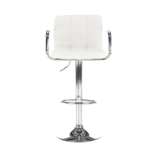 Barová stolička, biela ekokoža/chróm, LEORA 2 NEW obr-3