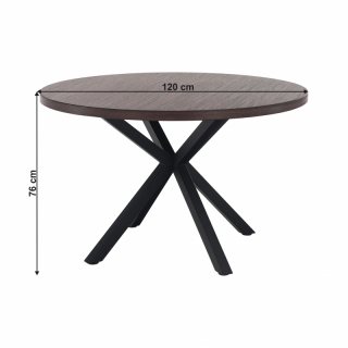 Jedálenský stôl, tmavý dub/čierna, priemer 120 cm, MEDOR obr-2