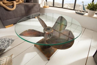 LuxD Dizajnový konferenčný stôl Propeller, 60 cm, medený antik