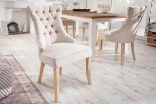 LuxD 24854 Dizajnová stolička Queen ľan béžová