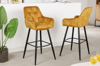 LuxD Dizajnová barová stolička Garold horčicový zamat