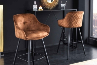 LuxD Dizajnová barová stolička Natasha hnedý zamat