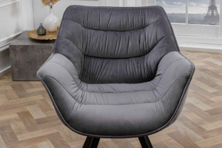 LuxD 28836 Dizajnová otočná stolička Kiara sivý zamat obr-1