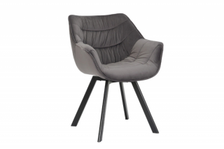 LuxD 28836 Dizajnová otočná stolička Kiara sivý zamat obr-3