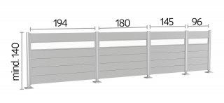 Zástena na ochranu súkromia akryl 135 cm (strieborná metalíza) - rôzne dĺžky dĺžka 150 cm obr-1