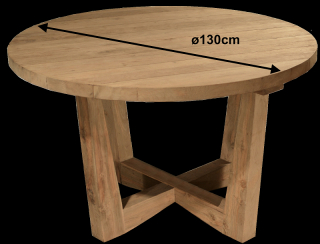 Záhradný masívny teakový stôl FLORES RECYCLE ø130cm obr-2