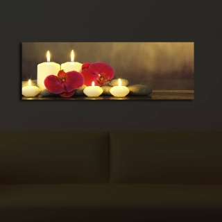 ASIR Obraz s LED podsvietením SVIEČKY A KVETY 30 cm
