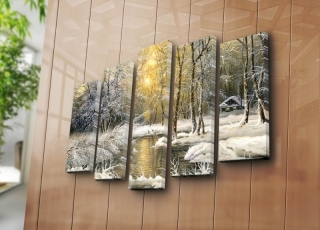 ASIR Súbor nástenných malieb na plátne ZIMNÝ LES 105 cm