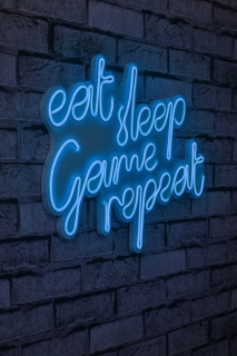ASIR Nástenná dekorácia s LED podsvietením EAT SLEEP modrá