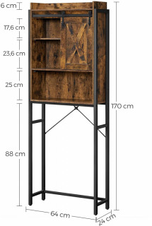 VASAGLE Polička za posuvnými dverami WC 64 x 171 x 24 cm obr-3