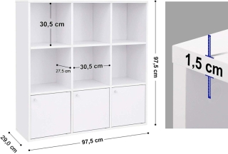 SONGMICS Knižnica s dvierkami LBC33WT, biela obr-1