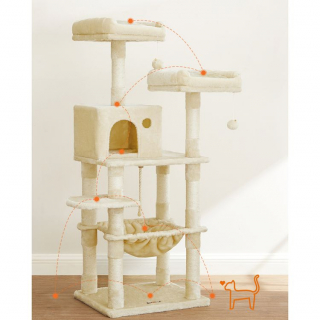 VASAGLE Strom pre mačky so šiestimi poschodiami béžovej farby