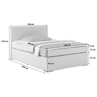 Posteľ Boxspring Nero Pl: 140/200cm, Sivá/čierna obr-1